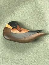 Estate Beautifully Handmade Wood Mosaic Goose w Turned Head Pin Brooch – 1 inch  - £19.43 GBP