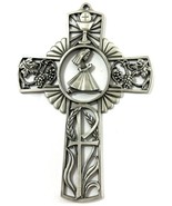 Pewter First Communion Wall Cross with Praying Girl for Home Decor, 5” 2... - $463.11 MXN