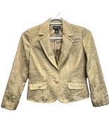 Style &amp; Co Jacquard Blazer Gold Size 10P One Button Flap Pockets Festive... - £23.81 GBP