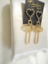 Thalia Sodi 3-3/4&quot;Gold-Tone Filigree Rose Cross &amp; Heart Drop Earrings B9... - $13.43