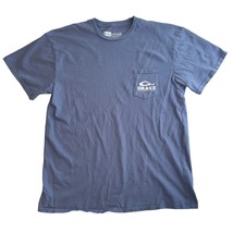 Drake Blue Cotton Patriotic Bar T American Flag Logo Pocket Tee T-shirt ... - £11.80 GBP