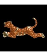 VTG Enamel Running Tiger Copper &amp; Gold Tone 1 7/8” Figural Brooch Pin Un... - $13.98