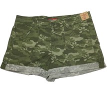 Faded Glory Vintage Y2K Girls Floral Shorts Size 16 Cropped Hem Adjustable Green - £14.41 GBP