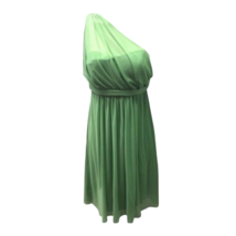 Davids Bridal Womens Fit &amp; Flare Dress Green One Shoulder Illusion Neck Lined S - £19.09 GBP