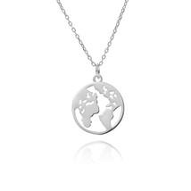 Trusta Solid 925 Sterling Silver Necklace My World Map GP 925 Pendant Necklace S - £15.03 GBP