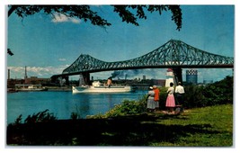 Montreal Jacques Cartier Bridge St. Helen&#39;s Island Boat Postcard - £37.35 GBP