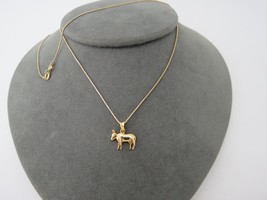 14k Cow Steer Pendant Necklace Yellow Gold Box Chain 18.75&quot; AR Italy 3.27 Grams - £207.78 GBP