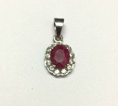 925 Sterling Silver Glass Filled Ruby Pendant 2Ct Ruby High Quality Ruby... - $37.56