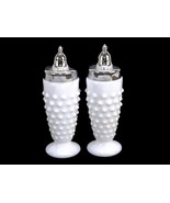 Fenton White Milk Glass Salt &amp; Pepper, Hobnail, Urn Shape Footed, Screw-... - $33.50 CAD