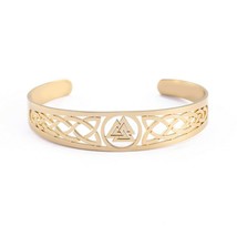 Valknut Norse Bracelet Womens Mens Gold Stainless Steel Viking Style Cuff Bangle - £15.97 GBP
