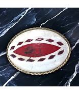 Vintage Western Nickel Silver Painted Leather Belt Buckle Indian Diamond... - $14.59