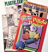 Set of 4 Arts &amp; Crafts Books Afghans, Plastic Canvas, Pillow &amp; Wood Stro... - £8.65 GBP