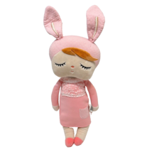 METOO 17&quot; Angela Plush Sleeping Girl Bunny Rabbit Baby Rag Doll Stuffed Pink - £10.01 GBP