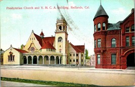 Vtg Postcard 1910 Presbyterian Church and YMCA Buildings Redlands, CA - £4.70 GBP