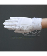 Girl&#39;s Satin Gloves with sparkling bugle beads on the Gathered Chiffon Trim - £14.33 GBP