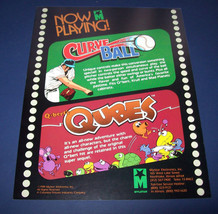 Q*bert&#39;s Cubes + Curve Ball Original NOS Video Arcade Game Flyer Q Bert Vintage - £23.07 GBP