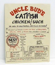 1994 Menu - Uncle Bud&#39;s Catfish Chicken &amp; Such - Franklin, Tn - £15.98 GBP