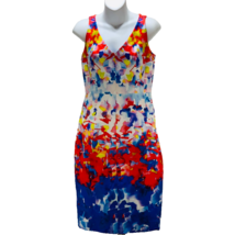 MILLY Dress Multi Primary Color Print Cotton Fitted Sheath Dress Women&#39;s Size 4 - £71.31 GBP