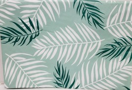 Kitchen Vinyl Tablecloth,60&quot; Round (4-6 people) GREEN &amp; WHITE TROPICAL L... - £11.03 GBP