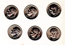 Roosevelt DImes coin (Lot Of 6 Roosevelt Dimes)1990 P, 1991 P, 1992 P, 1993 - £1.79 GBP