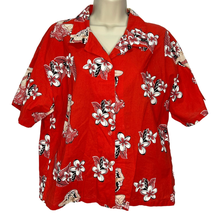 Vintage Ling &amp; Kwok&#39;s Hawaiian Shirt Womens XL Red Short Sleeve Hula Girls  - £39.11 GBP