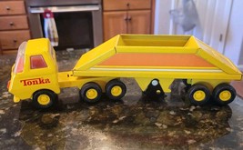 Vintage Mini Tonka Bottom Dump Yellow Semi &amp; Trailer Truck #55010 Presse... - £38.64 GBP