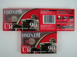 Maxell UR90 Cassette Tapes Sealed Blank Normal Bias IEC Type I 90 Minute 3 Pack - £10.19 GBP
