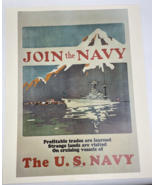 Vtg &quot; Join The Navy &quot; Poster 20&quot; x 16&quot; U.S. Government Recruiting Media ... - $25.77 CAD