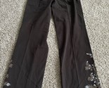 Dana Buchman Dress Pants Womens Size 14 Brown  Embroidered Boho Vintage ... - $23.36