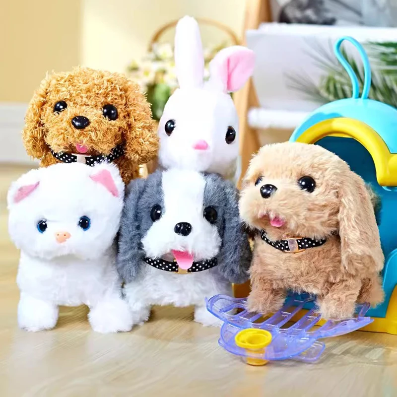 Simulation Plush Toys Play House Set Electric Cartoon Dog Cat Rabbit Pet Care - £24.78 GBP