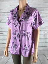 Charter Club Short Sleeve Purple Floral Button Front Pajama Shirt Nwt Large - £8.99 GBP