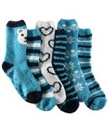 Tipi Toe Women&#39;s 6-Pack Blue Fuzzy Winter Design Bluish White Stripes Sn... - $10.77+
