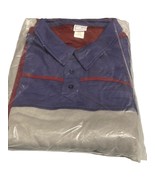 Casual Joe Mens Shirt 4XL Blue Red Striped Long Sleeve Polo Pullover Waffle - £19.41 GBP