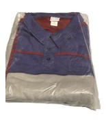 Casual Joe Mens Shirt 4XL Blue Red Striped Long Sleeve Polo Pullover Waffle - £18.66 GBP