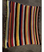 Vintage Granny  Crochet Throw Blanket Yellow Hippie Boho Handmade Knit 5... - $36.45