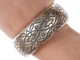 Vintage Heavy Stamped sterling cuff bracelet - $242.55