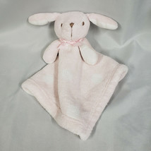 Blankets &amp; Beyond Pink White Polka Dot Spots Bunny Baby Security Blanket - £31.02 GBP