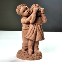 Vintage Kids T&amp;T 1993 2459 5&quot; Brown Resin Figurine Hands Over Eyes Surprise - $34.27 CAD