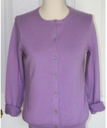 Lands End  Women&#39;s LS Supima Crew Cardigan Sweater Fresh Lavender New - $567.66 MXN