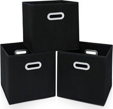 Sevendome Fabric Cloth Storage Bins,Fabric Cube Organizer With Dual, Black. - £21.52 GBP