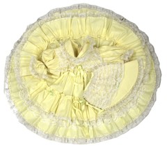 VTG 50s Baby Girl Party Dress Yellow Lace Ruffle Layers w/ Bonnet Sz 24mo - $54.40