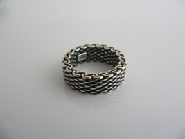 Tiffany &amp; Co Silver Mesh Stacking Ring Band Sz 4.75 Love Gift Oxidized Birthday - £234.95 GBP