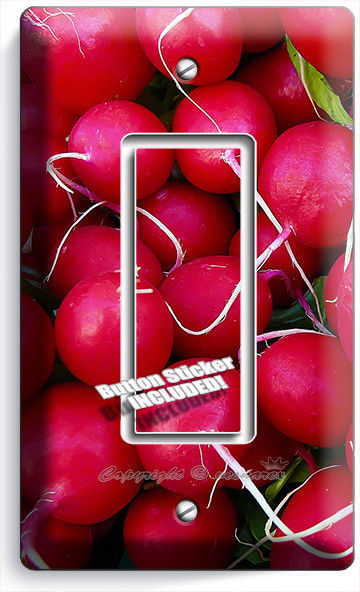 RED RADISHES SINGLE GFCI LIGHT SWITCH WALL PLATE COVER VEGETARIAN KITCHEN DECOR