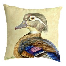 Betsy Drake Mrs. Wood Duck Large Noncorded Pillow 18x18 - £31.13 GBP