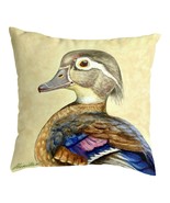 Betsy Drake Mrs. Wood Duck Large Noncorded Pillow 18x18 - £31.15 GBP