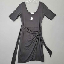 24/7 Maurices Women Dress Midi Size S Black Stretch Wrap Scoop Neck Short Sleeve - £9.62 GBP