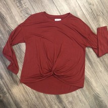 Loft Lou &amp; Grey Rusty Red Long Sleeve Tie Front Dolman Shirt Top Size Large - $16.69