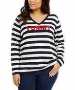 Tommy Hilfiger Sweater Womens Plus Size 2X Ivy Striped Logo Sweater Navy... - £20.73 GBP