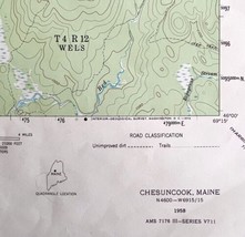 Map Chesuncook Maine 1958 Topographic Geological Survey 1:62500 22 x 18&quot; TOPO2 - £35.37 GBP