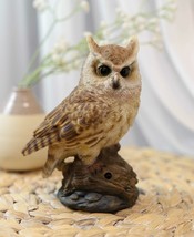 Eagle Owl Owlet Baby On Tree Stump With Motion Sensor Live Hooting Sound Statue - £40.89 GBP